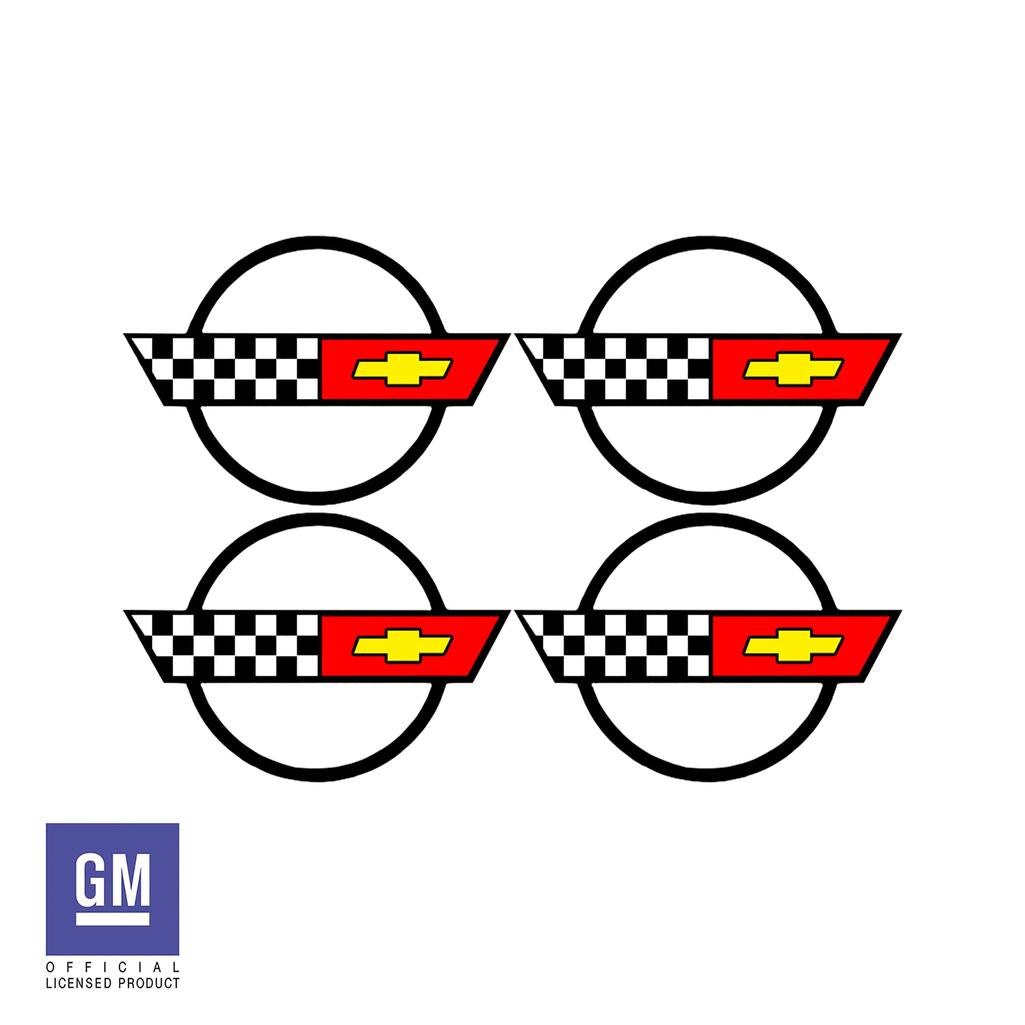 1984-1996 Corvette C4 Aftermarket Wheel Center Cap Vinyl Decals - 4 piece Set - Cross Flag