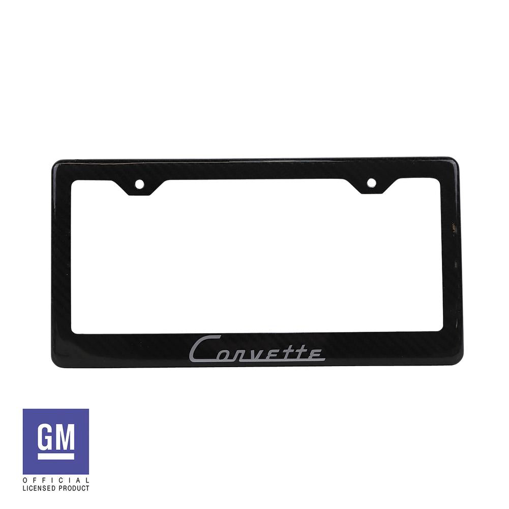 C1 1953-1962 Corvette License Plate Frame Carbon Fiber W/Corvette Script