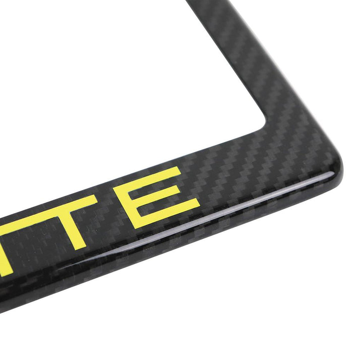 1984-1996 Corvette C4 License Plate Frame - Carbon Fiber W/Yellow Corvette Script - Yellow Script