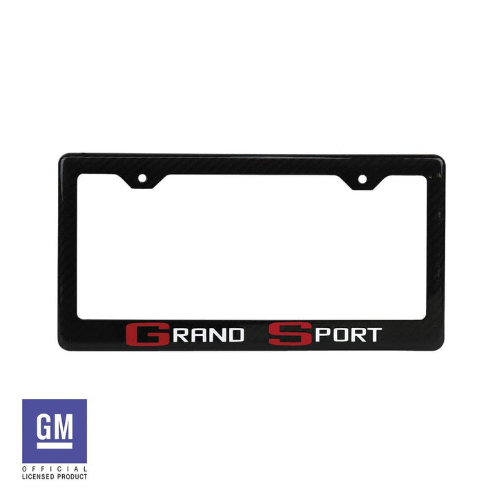 1996 Corvette C4 License Plate Frame - Carbon Fiber W/Red & White Grand Sport Logo