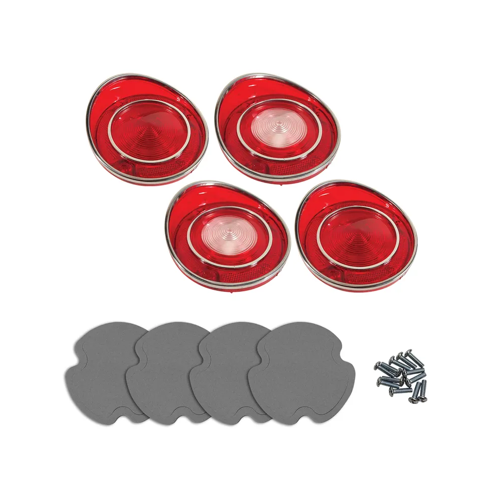 1969 Corvette C3 Tail Light & Back-Up Lens Kit W/Gaskets & Screws - 4Pc