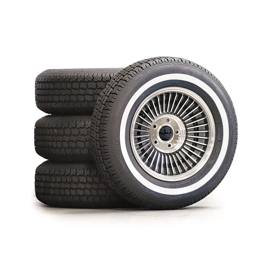 C2 1965 Corvette Direct-Bolt Knockoff Wheel & Tire Package With 1" Whitewall Radial Tires