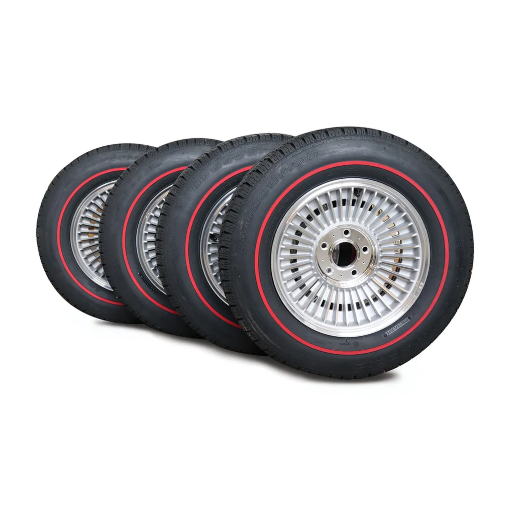 C2 1963-1964 Corvette Direct-Bolt Knockoff Wheel & Tire Package - Redline Radial Tires