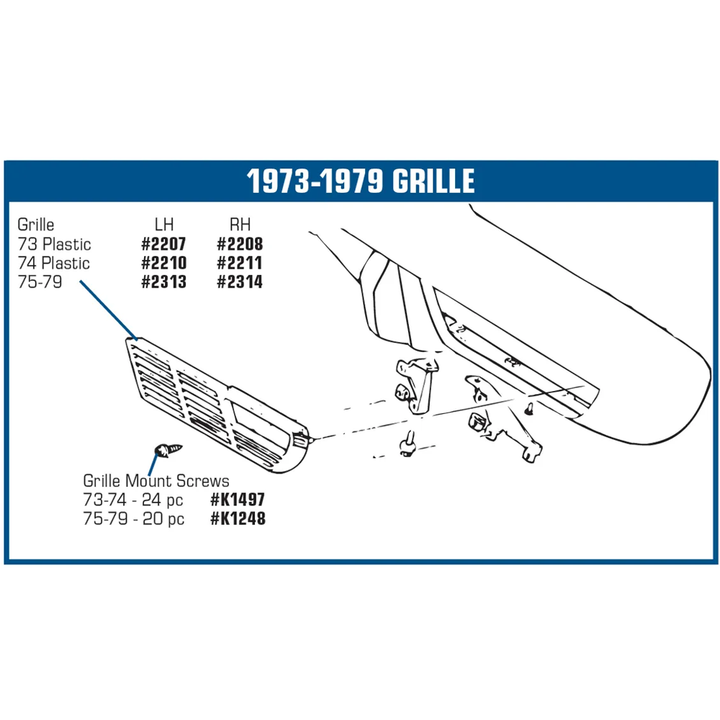 1975-1979 Corvette C3 Grille - Left Hand