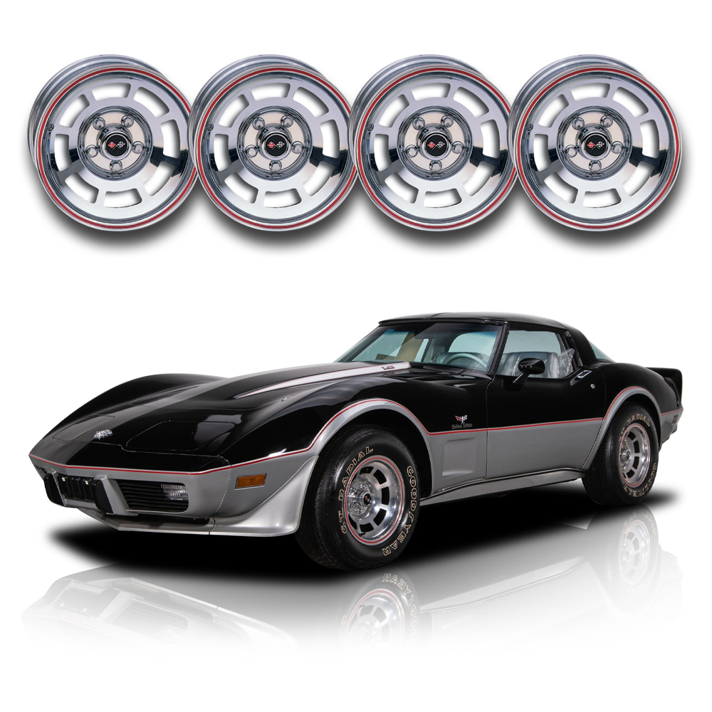 1978 Corvette C3 Reproduction YJ8 Pace Car Aluminum Wheel Set W/Hardware