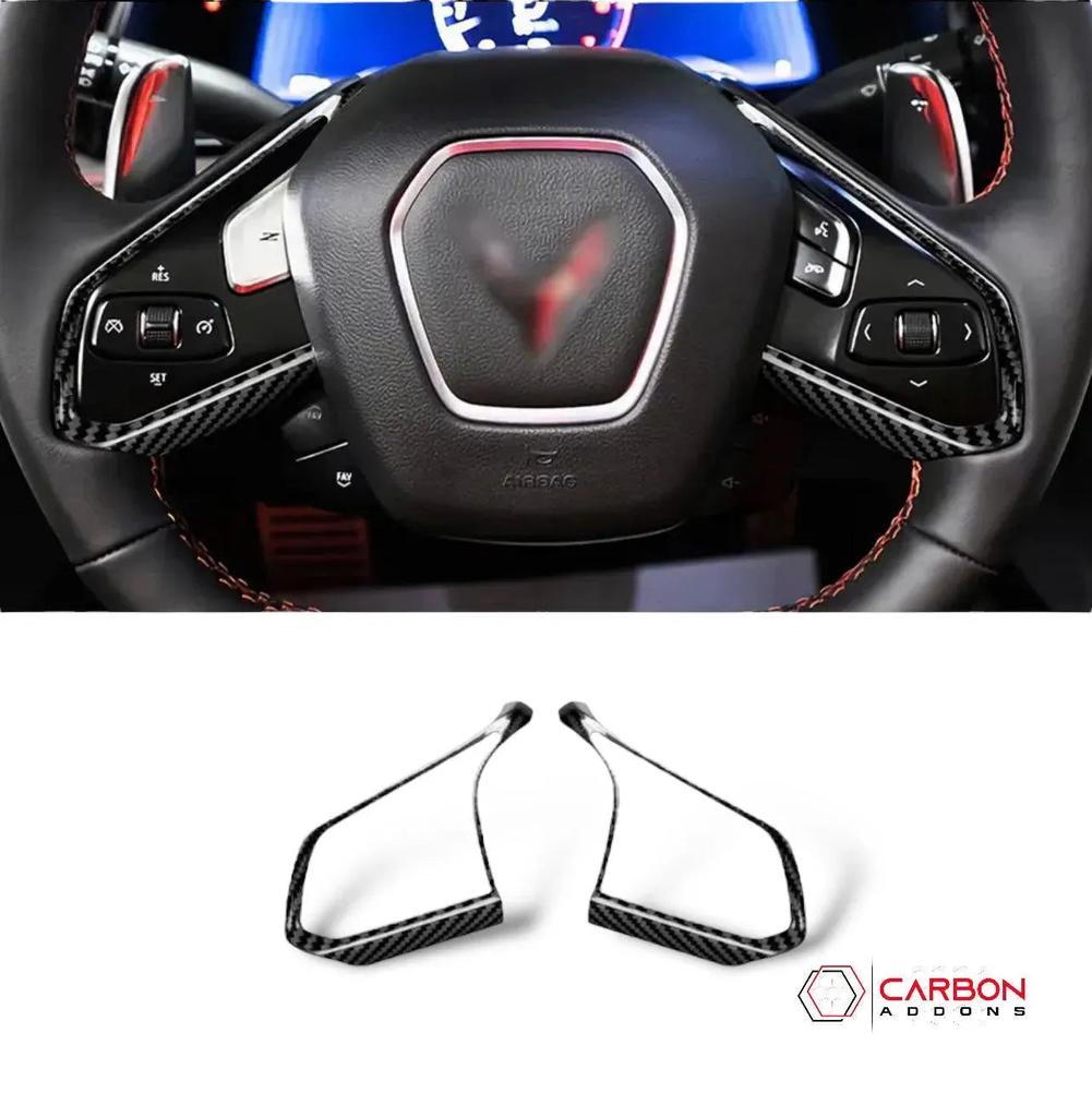 2020+ C8 Corvette Carbon Fiber Steering Chrome Trim Delete Cover ...