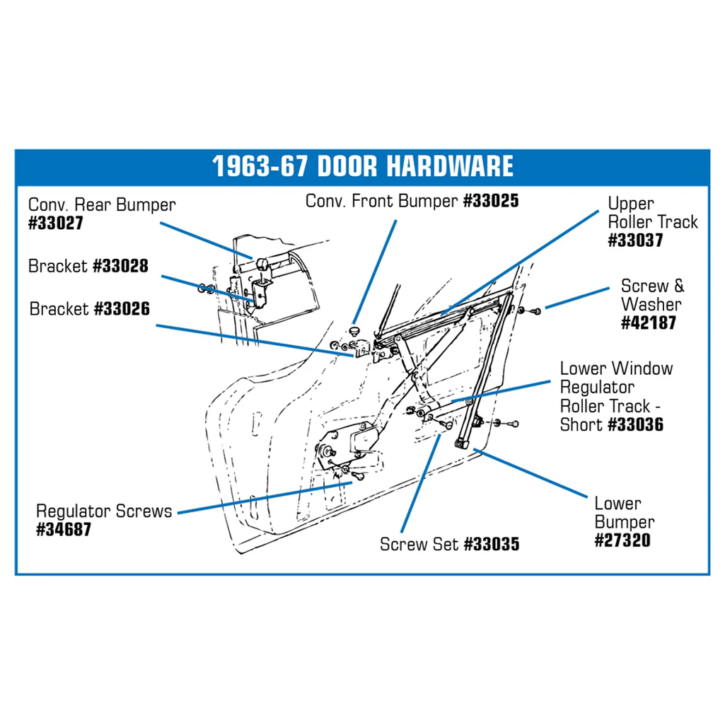 C2 1963-1967 Corvette Window Stop Bumper - Front Upper - Convertible