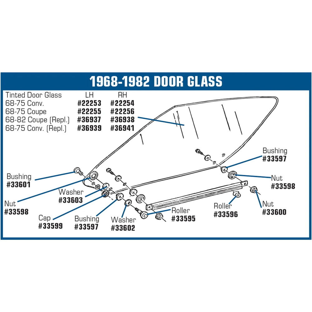 1968-1982 Corvette C3 Door Glass Bushing Cap