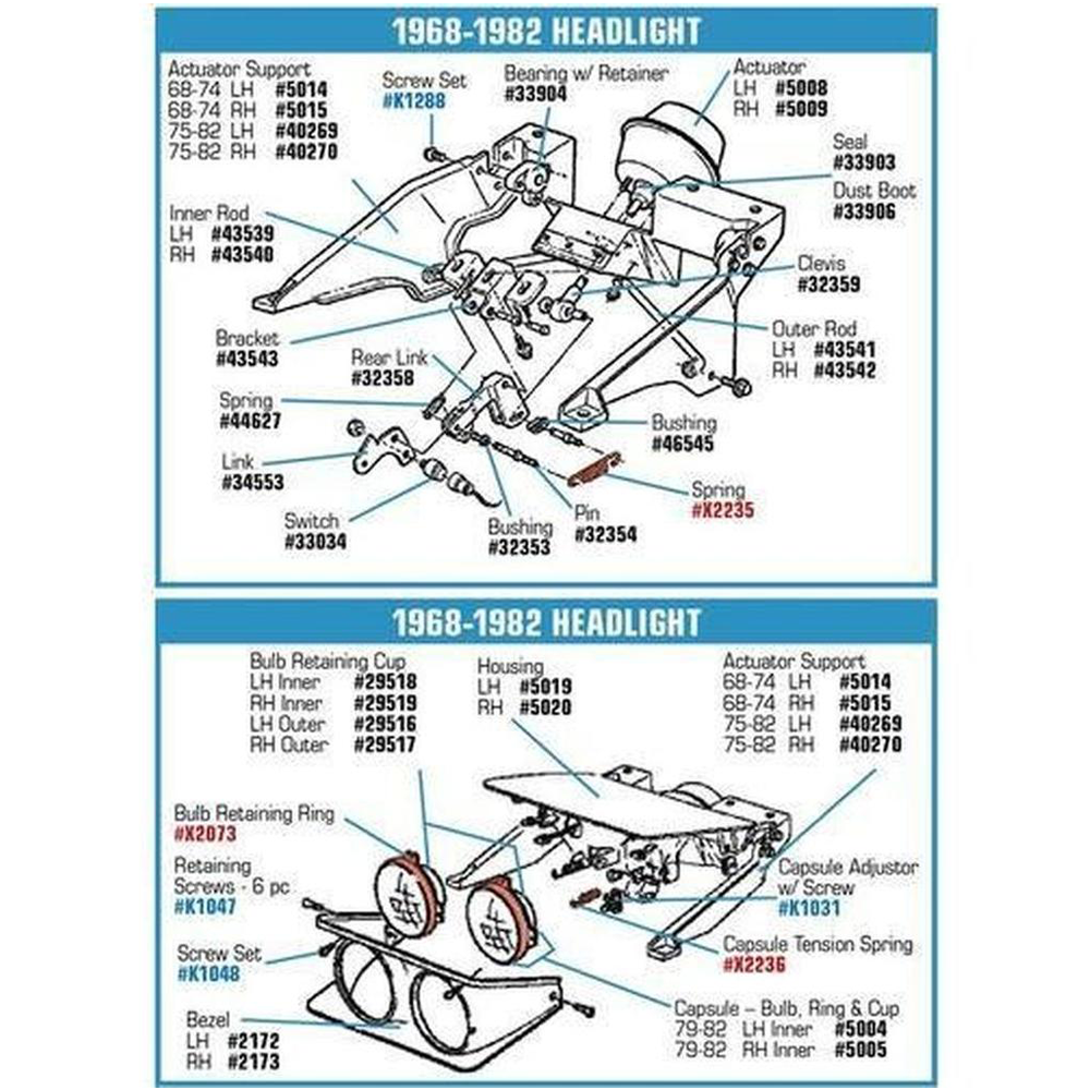 1968-1982 Corvette C3 Headlight Bezel Mount Screw Kit - 12Pc