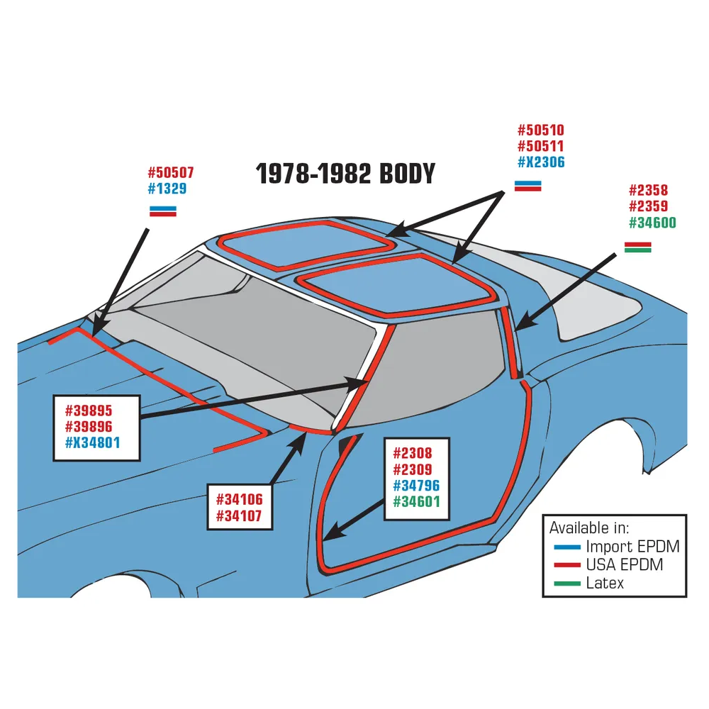 C3 1978-1982 Corvette Weatherstrip - Door Mains