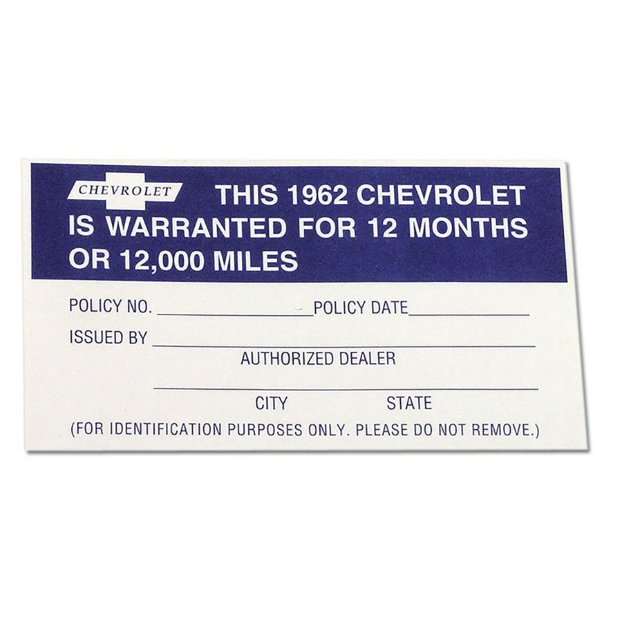1962 Corvette C1 Decal, Warranty 12 Month /12000 Mile