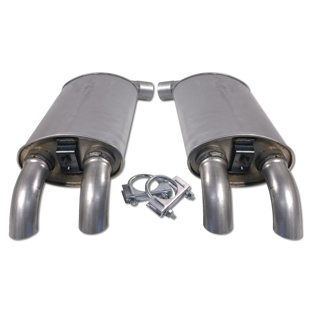 1984 Corvette C4 Mufflers, Aluminized W/Tips