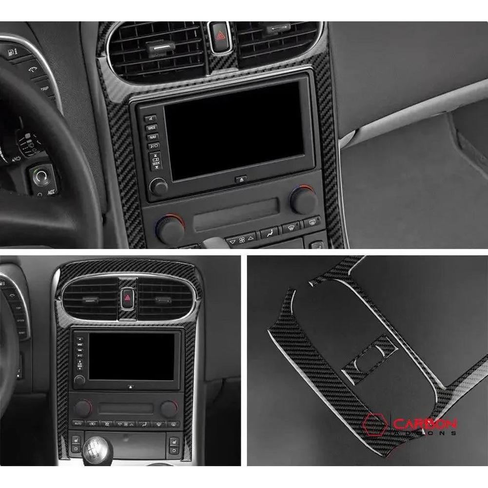 [3pcs] Real Carbon AC and Radio Dash Trim Overlay | C6 2005-2013 Corvette