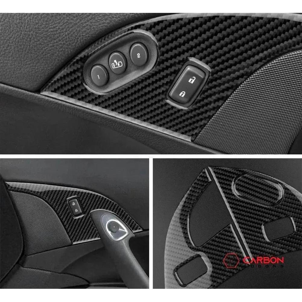 [3pcs Set] Real Carbon Fiber Door Lock Panel Switch Frame Overlay | C6 2005-2013 Corvette