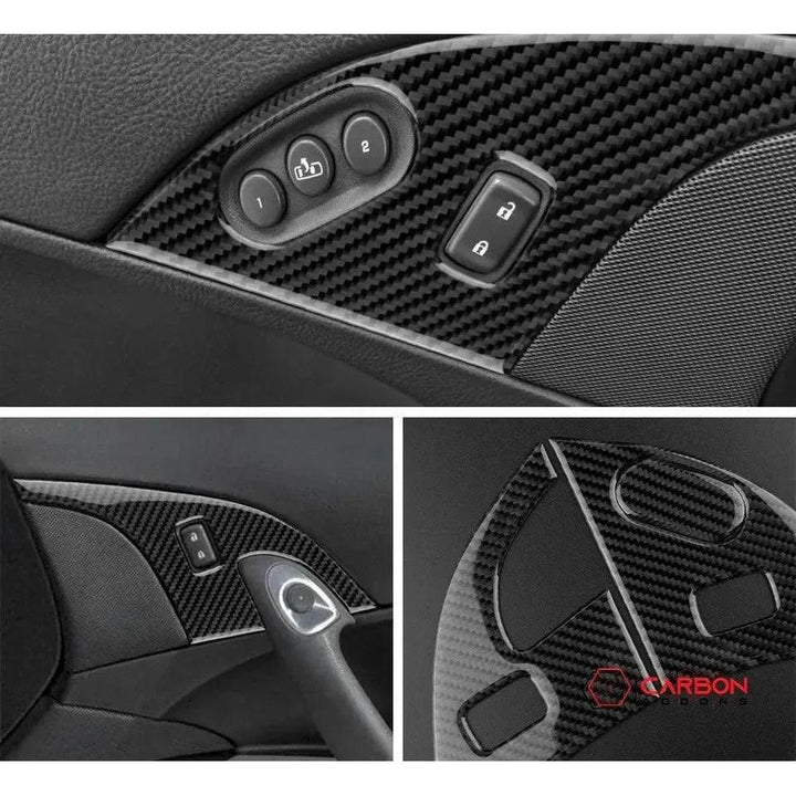 [3pcs Set] Real Carbon Fiber Door Lock Panel Switch Frame Overlay | C6 2005-2013 Corvette