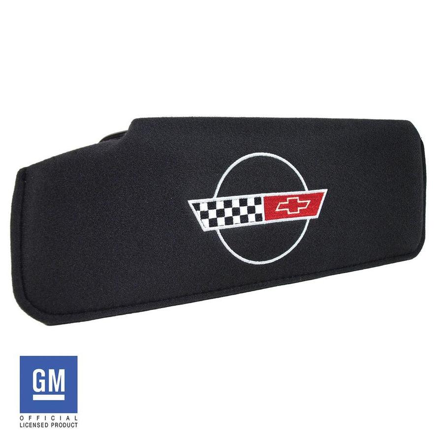 1984-1996 Corvette C4 Sunvisor, Replacement RH Embroidered W/Logo - Black