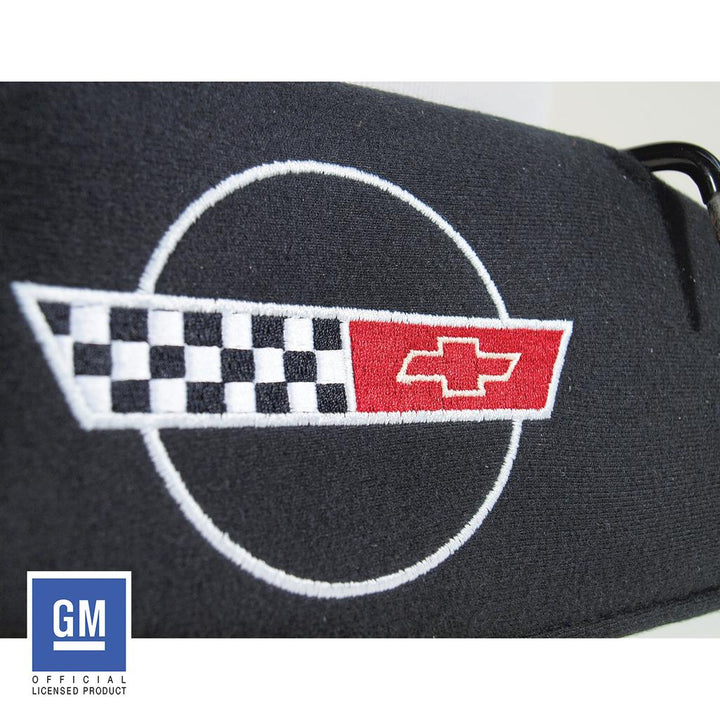 1984-1996 Corvette C4 Sunvisor, Replacement RH Embroidered W/Logo - Black