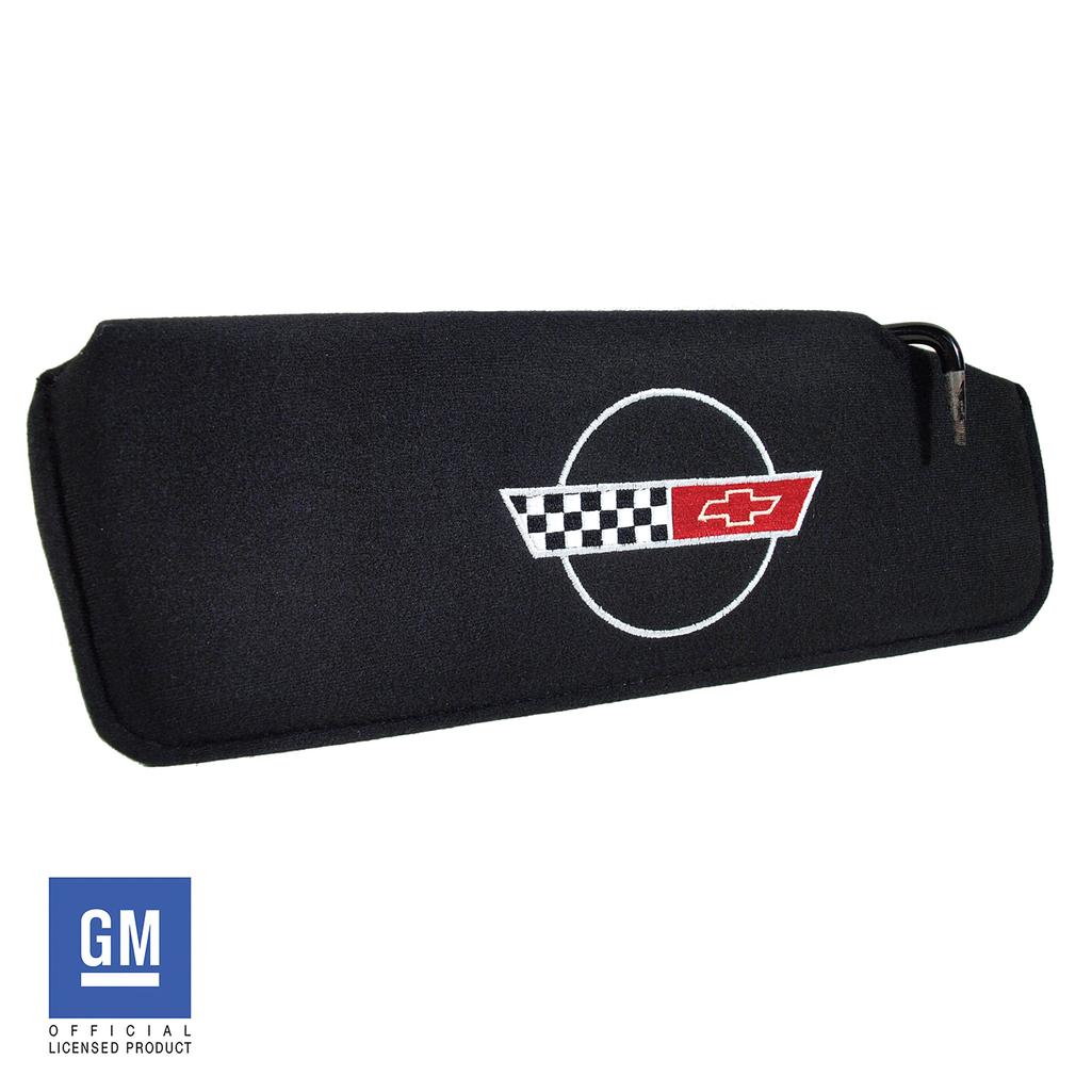 1984-1996 Corvette C4 Sunvisor, Replacement RH Embroidered W/Logo - Black