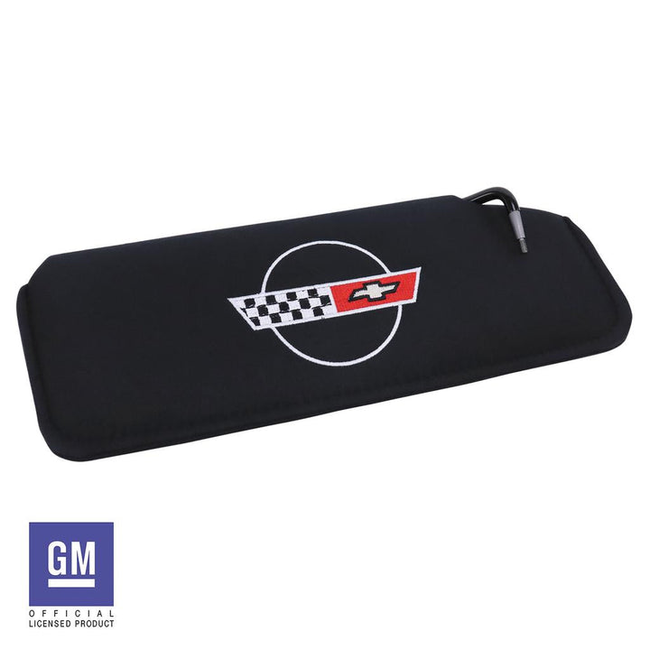 1984-1996 Corvette C4 Sunvisor, Replacement RH Embroidered W/Logo - Black