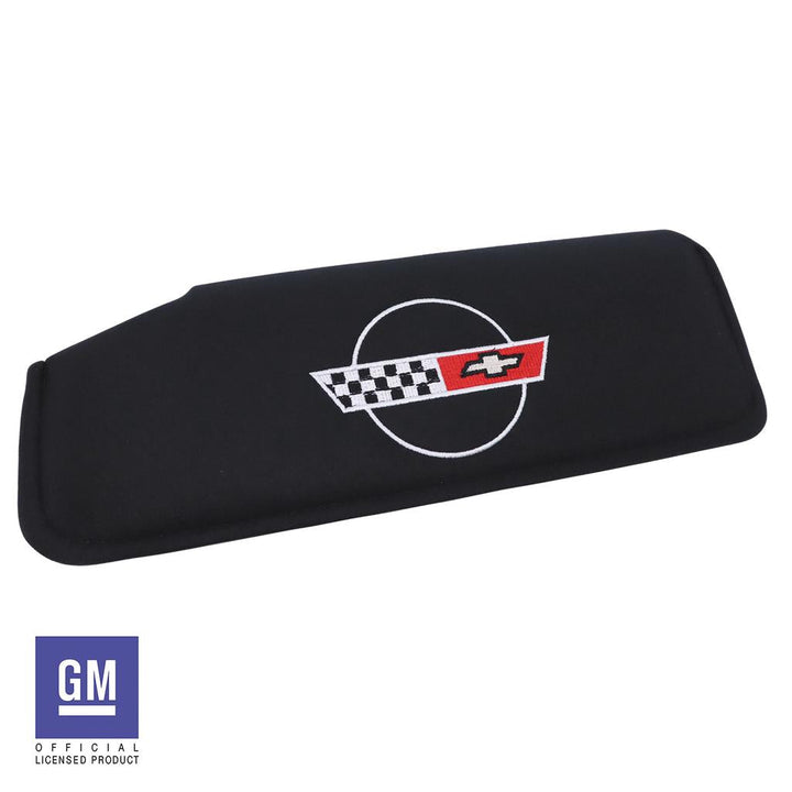1984-1996 Corvette C4 Sunvisor, Replacement RH Embroidered W/Logo - Black