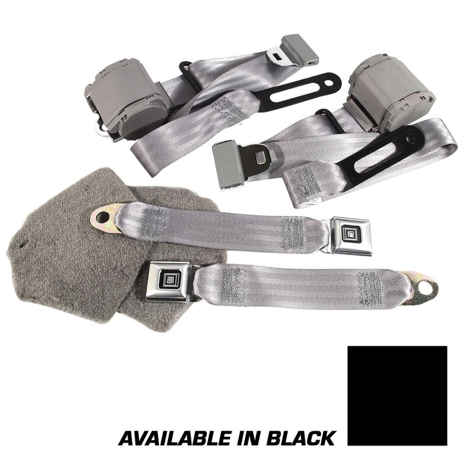 1986-1996 Corvette C4 Black Lap & Shoulder Seat Belts - Single Retractor