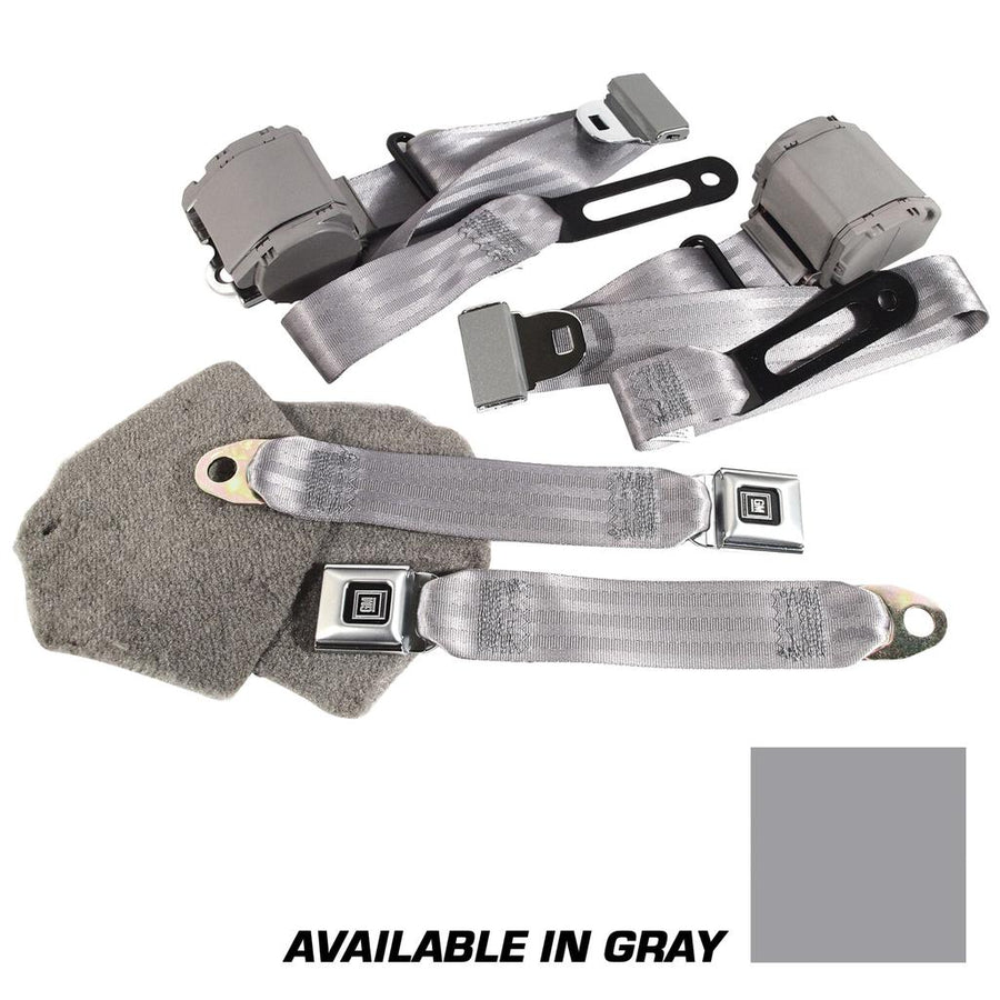 1992-1996 Corvette C4 Gray Lap & Shoulder Seat Belts - Single Retractor