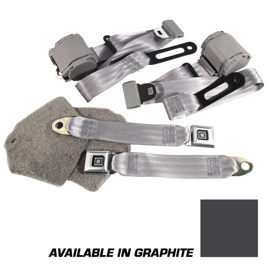 1986-1987 Corvette C4 Graphite Lap & Shoulder Seat Belts - Single Retractor