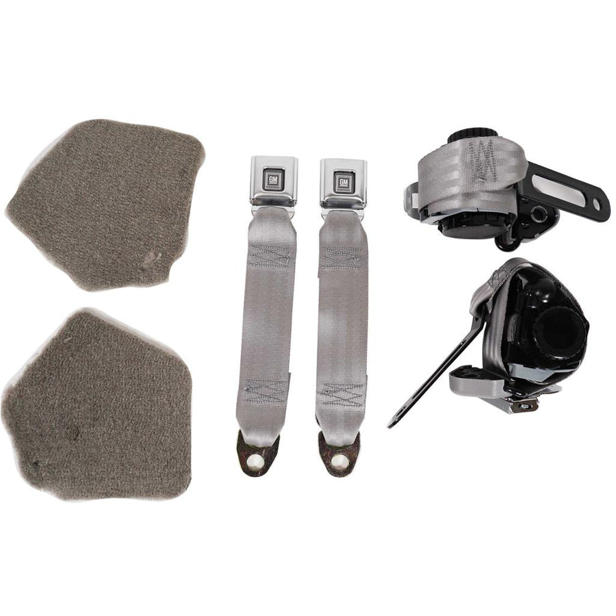 1986-1987 Corvette C4 Silver Lap & Shoulder Seat Belts - Single Retractor - Gray