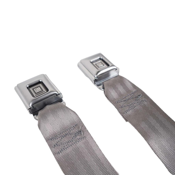 1986-1987 Corvette C4 Silver Lap & Shoulder Seat Belts - Single Retractor - Gray