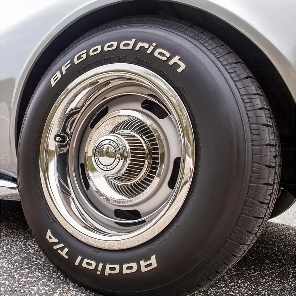1969-1982 Corvette C3 15"x8" Rally Wheel Set W/Reproduction Hubcaps & Stainless Steel Trim Rings