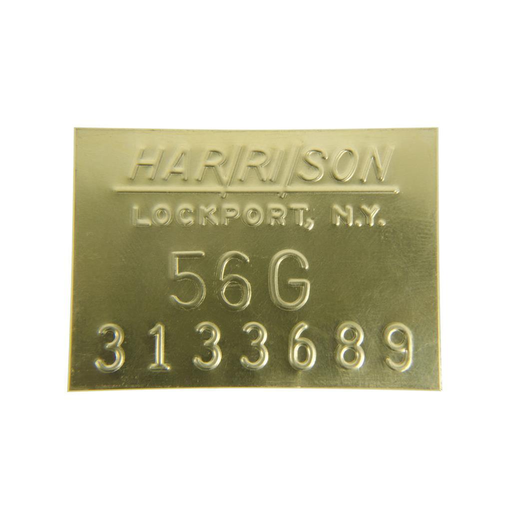 1953-1960 Corvette C1 Radiator Id Plate, Brass Dated