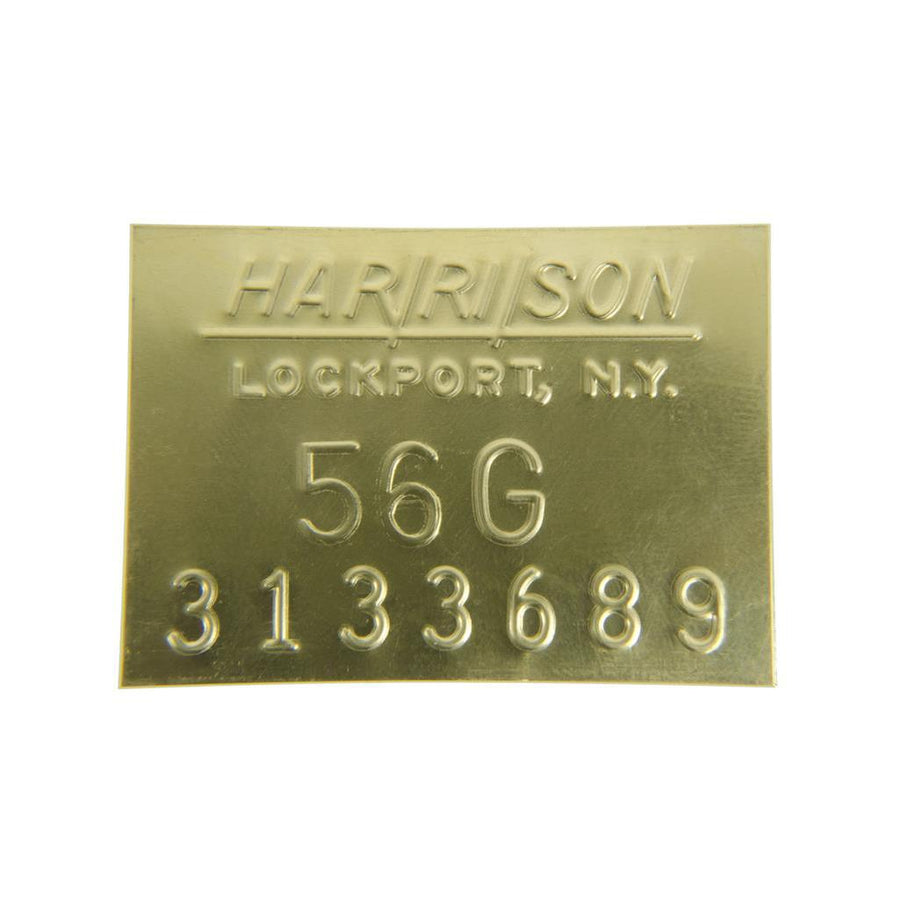 1953-1960 Corvette C1 Radiator Id Plate, Brass Dated