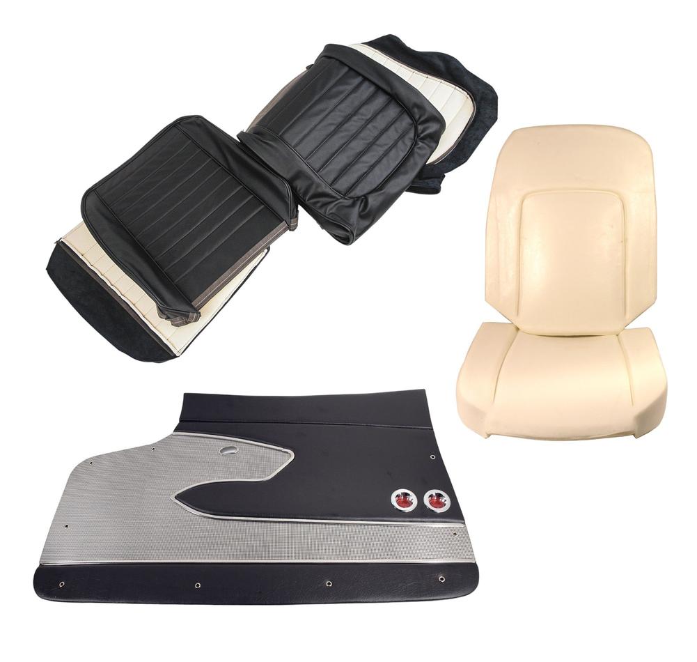 C1 1959-1959 Chevrolet Corvette Interior Package - Leather Covers, Foam, Deluxe Door Panels - Black