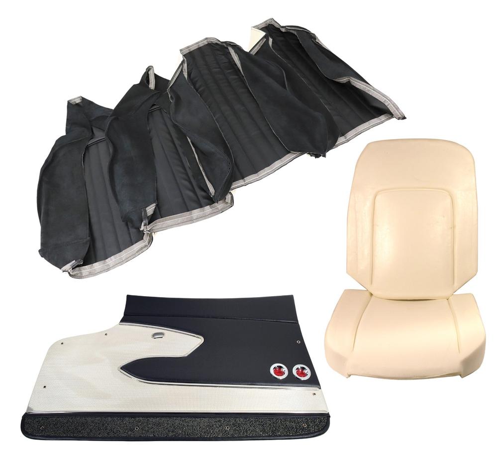 C1 1960-1960 Chevrolet Corvette Interior Package - Leather Covers, Foam, Deluxe Door Panels - Black