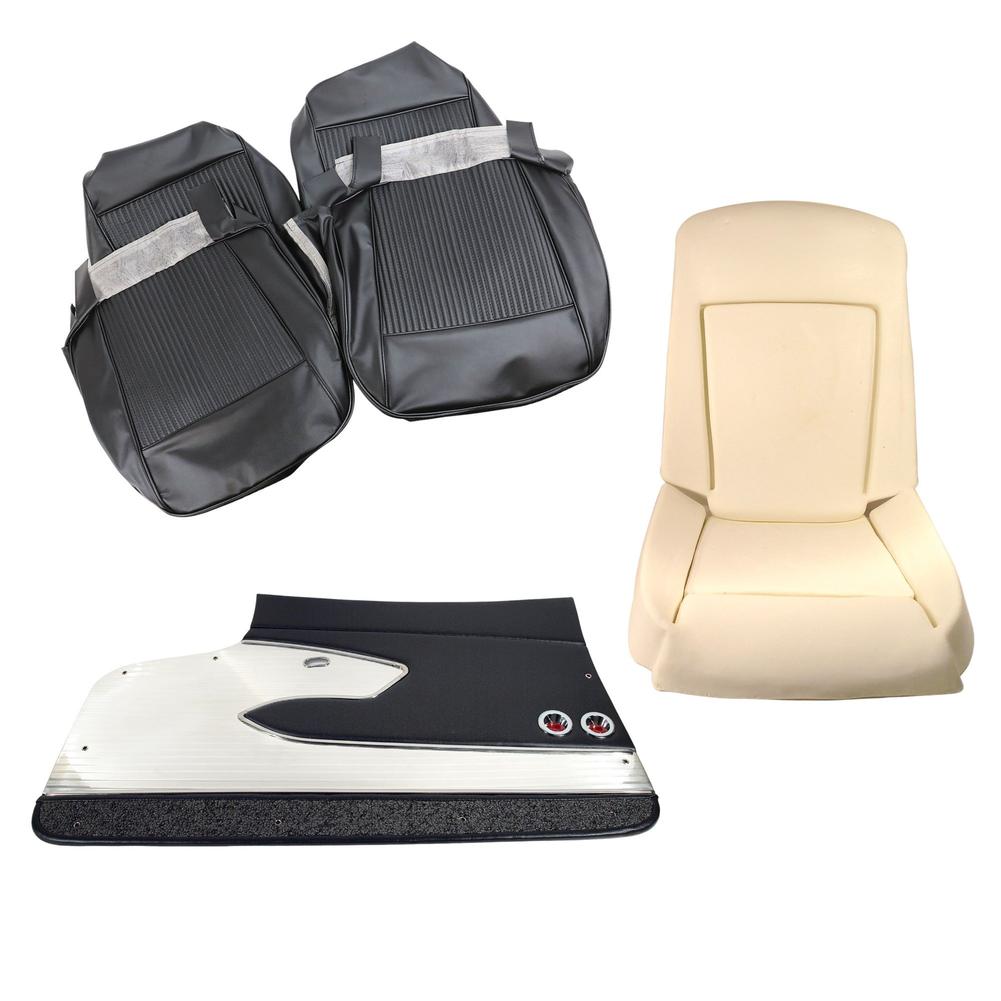 C1 1961-1961 Chevrolet Corvette Interior Package - Leather Covers, Foam, Deluxe Door Panels - Black