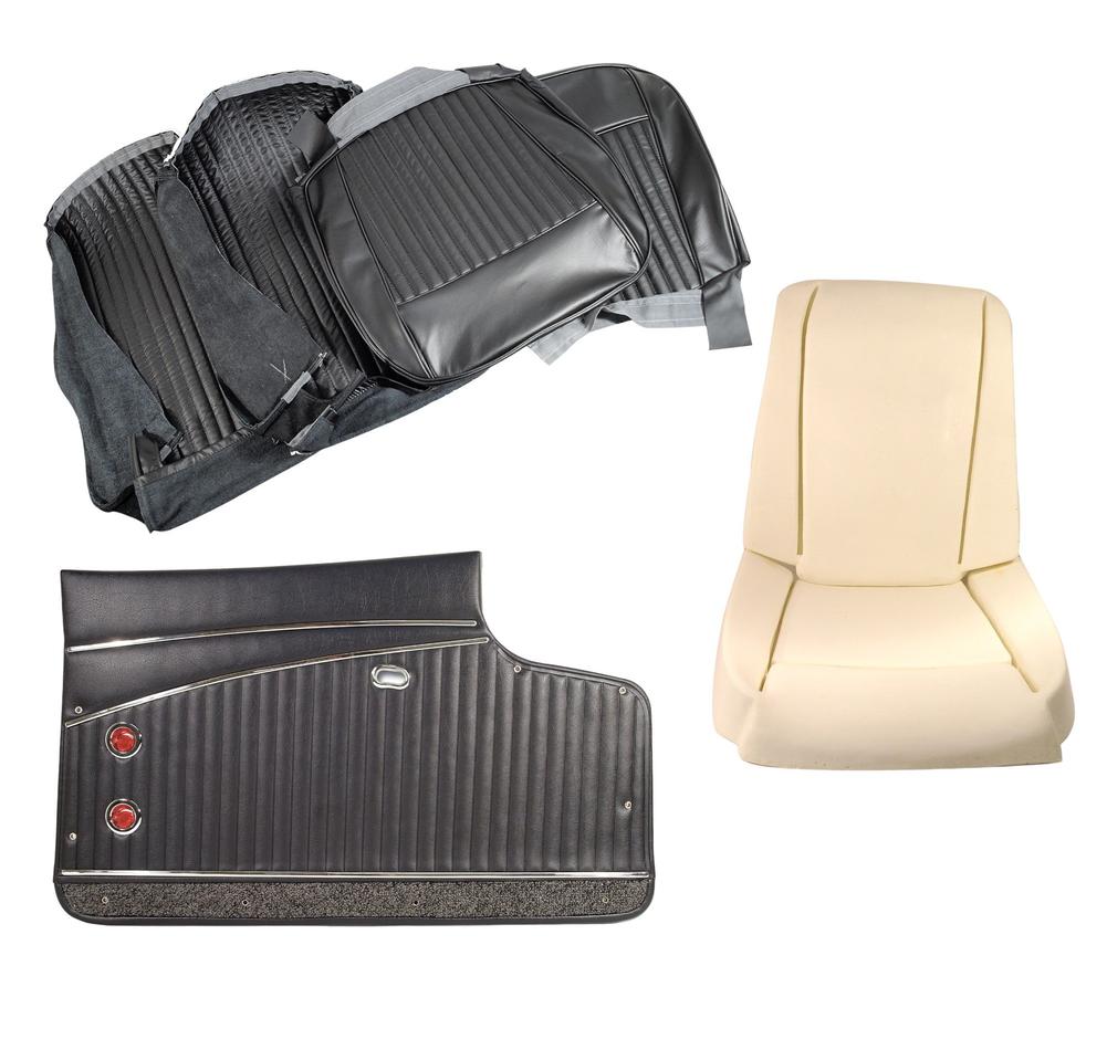 C1 1962-1962 Chevrolet Corvette Interior Package - Leather Covers, Foam, Deluxe Door Panels - Black