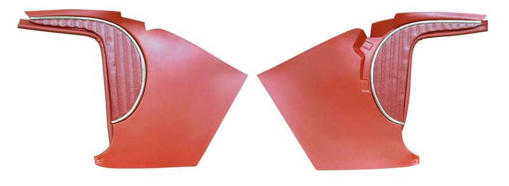 C1 1962 Corvette Deluxe Kick Panels W/Metal Insert & Trim - Red