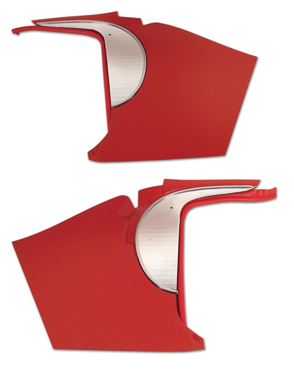 C1 1961 Corvette Deluxe Kick Panels W/Metal Insert & Trim - Red
