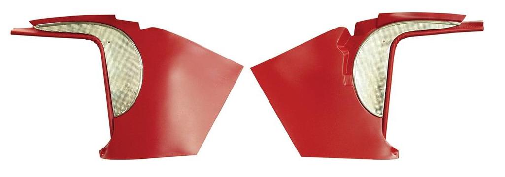 C1 1960 Corvette Deluxe Kick Panels W/Metal Insert & Trim - Red