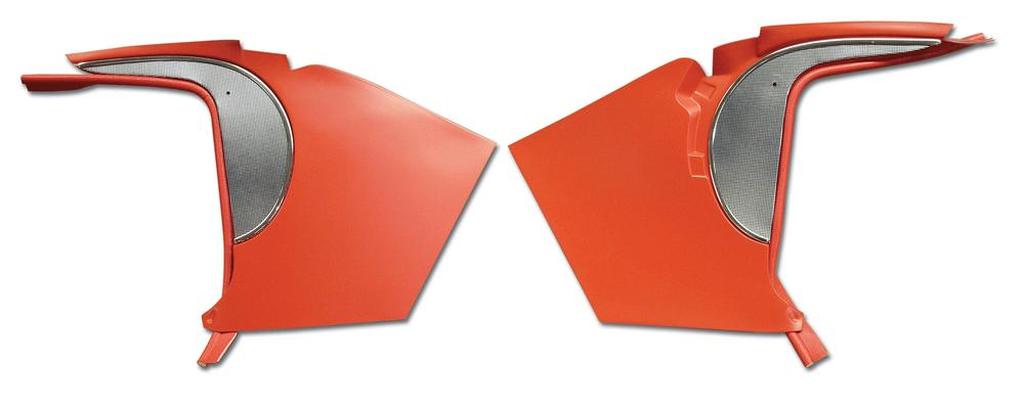 C1 1958 Corvette Deluxe Kick Panels W/Metal Insert & Trim - Red