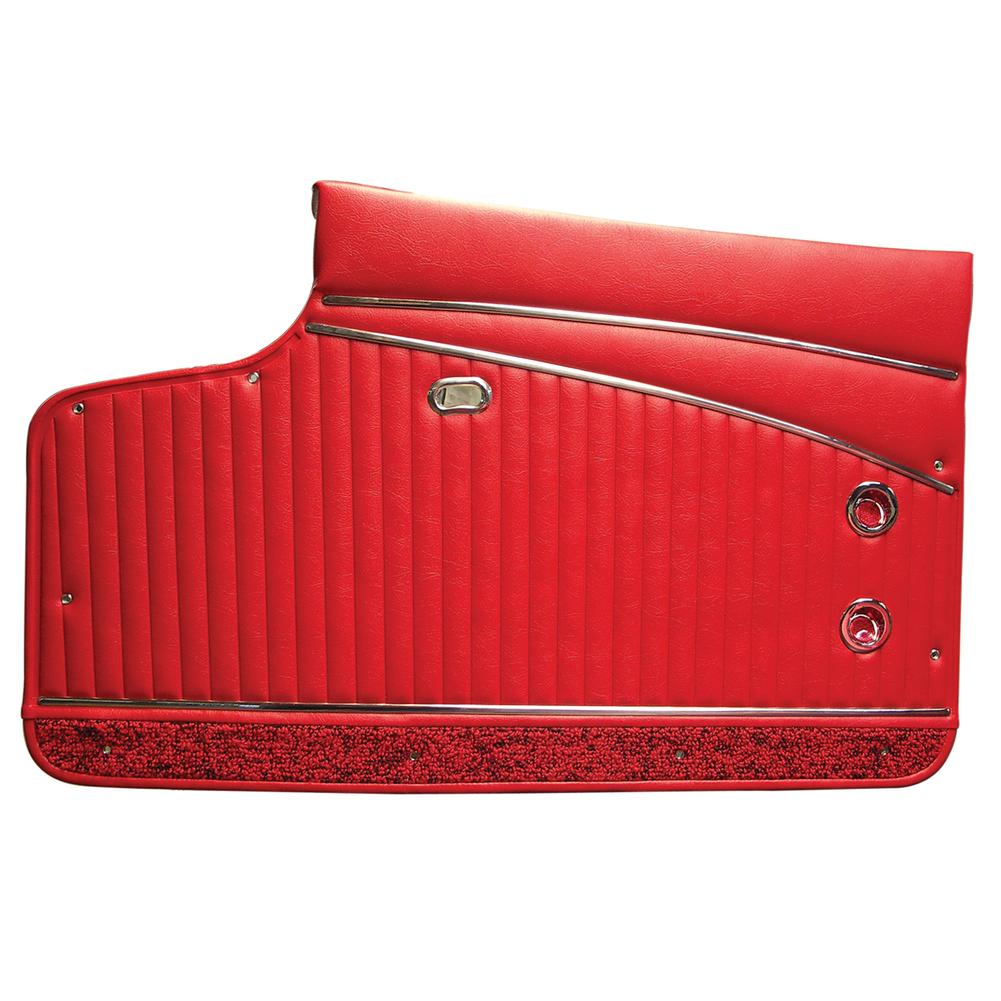 C1 1962-1962 Chevrolet Corvette Door Panels. Red Leather Deluxe