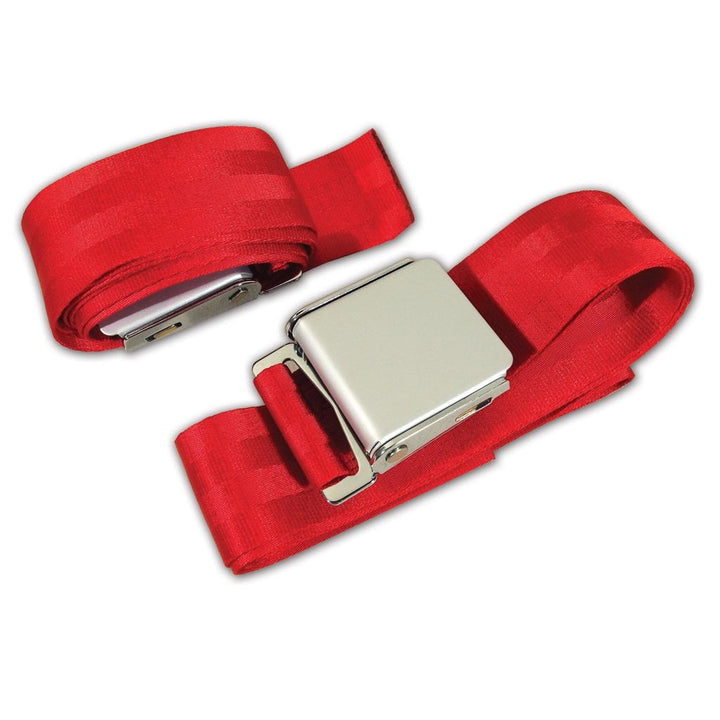 C1 1956-1962 Corvette Seat Belts, Hambone Style - Red