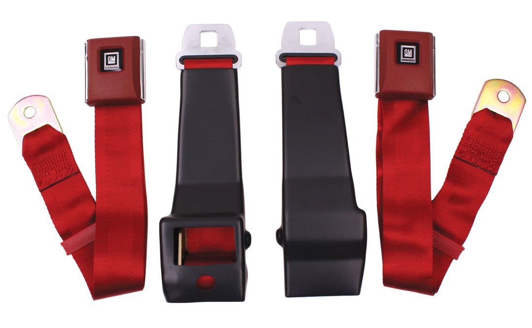 C3 1968 Corvette Seat Belts, OE Retractable Lap - Red