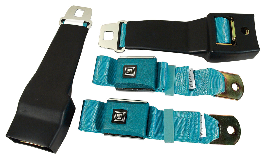 C3 1968 Corvette Seat Belts, OE Retractable Lap - Bright Blue