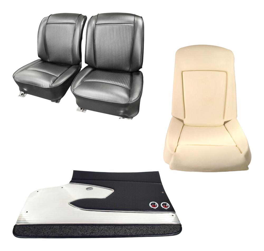 C1 1961-1961 Chevrolet Corvette Interior Package - OE Vinyl Covers, Foam, Deluxe Door Panels - Black