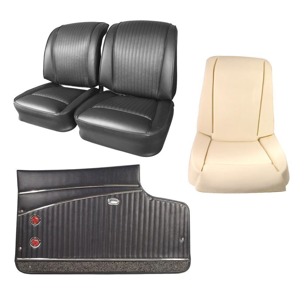 C1 1962-1962 Chevrolet Corvette Interior Package - OE Vinyl Covers, Foam, Deluxe Door Panels - Black