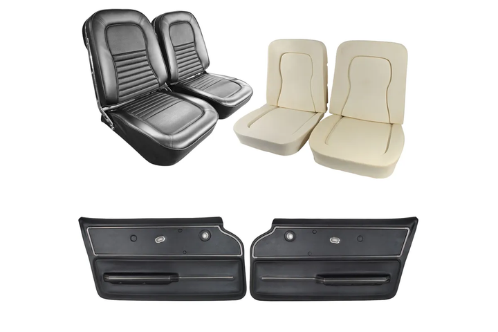 C2 1963-1967 Corvette Coupe Interior Package - OE Vinyl Covers, Foam, Deluxe Door Panels - Black