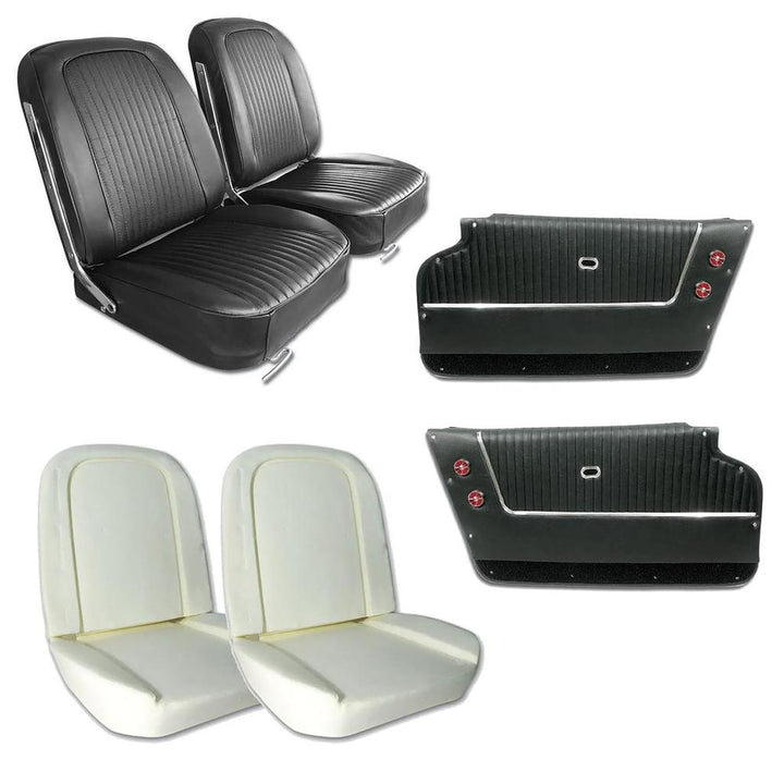 C2 1963-1964 Corvette Convertible Interior Package - Leather Covers, Foam, Deluxe Door Panels - Black
