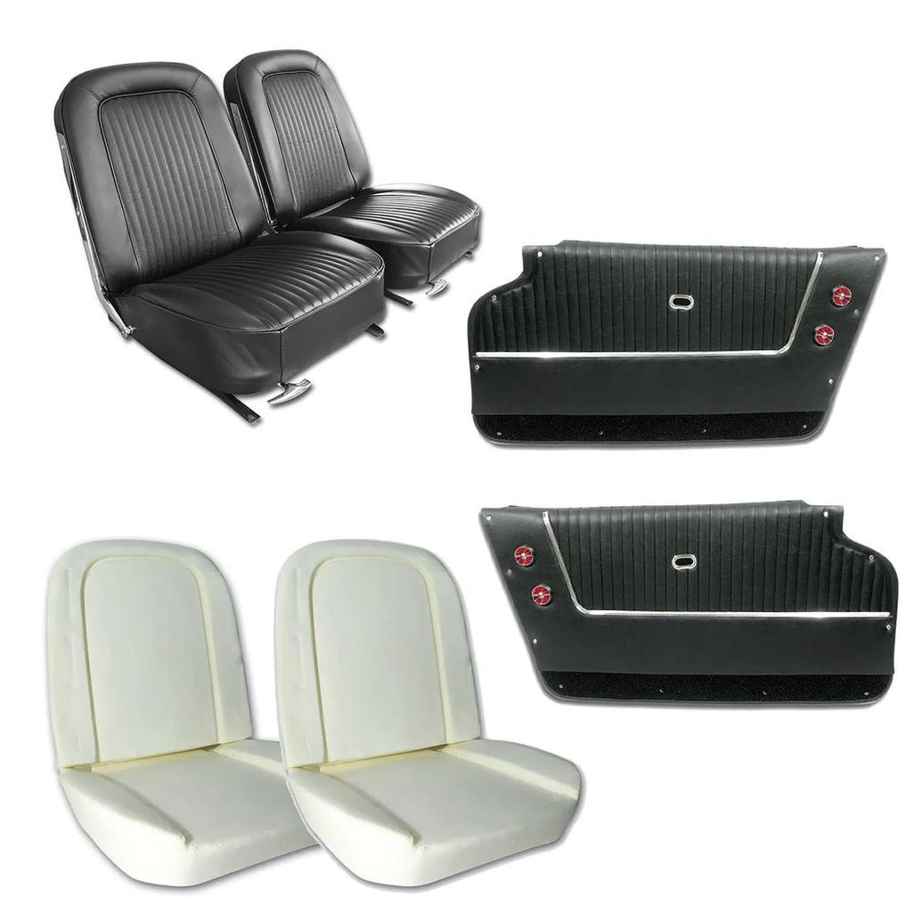 C2 1963-1964 Corvette Coupe Interior Package - Leather Covers, Foam, Deluxe Door Panels - Black