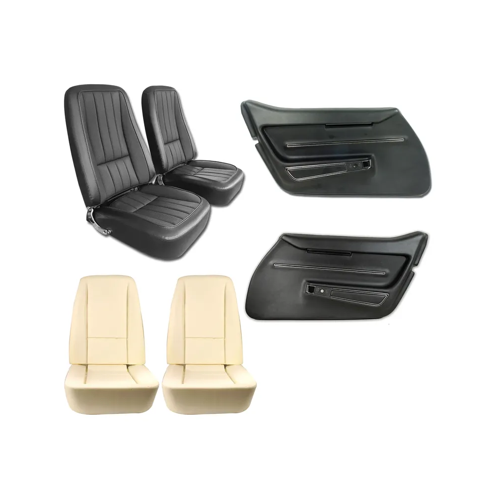 1968-1969 Corvette C3 Interior Package - OE Vinyl Covers, Foam, Deluxe Door Panels - Black